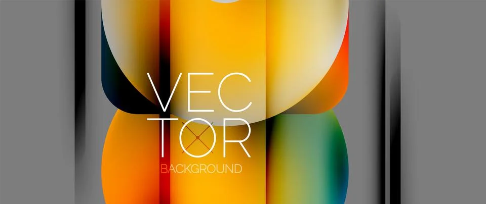 Dynamic bright colorful geometric elements with fluid gradients, lights, shadows Stock Illustration