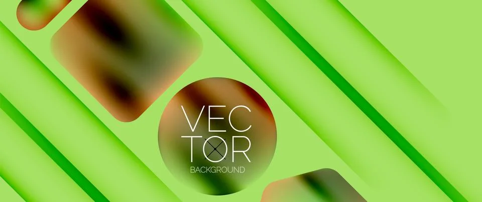 Dynamic bright colorful geometric elements with fluid gradients, lights, shadows Stock Illustration