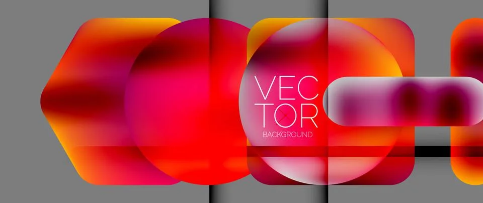 Dynamic bright colorful geometric elements with fluid gradients, lights, shadows Stock-Illustration