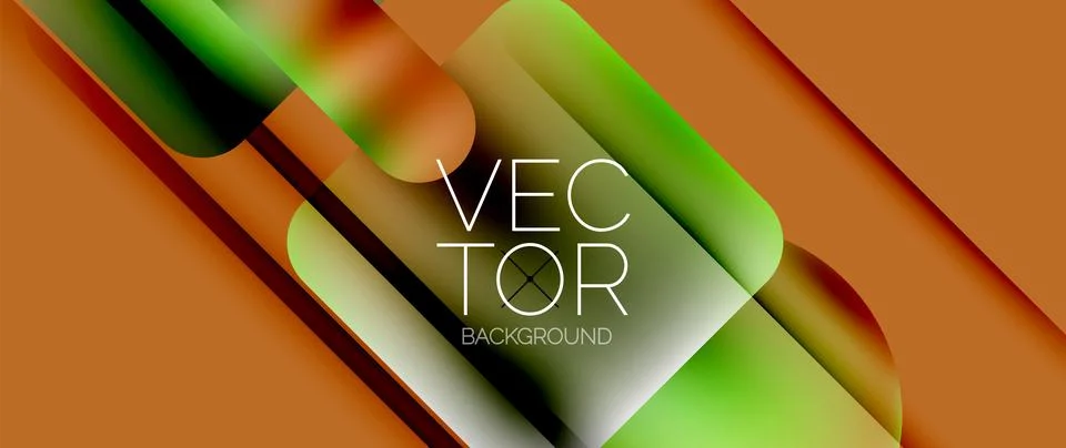 Dynamic bright colorful geometric elements with fluid gradients, lights, shadows Stock Illustration