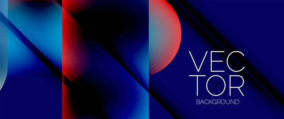 Dynamic bright colorful geometric elements with fluid gradients, lights, shadows イラスト素材