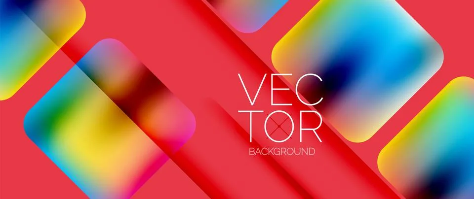 Dynamic bright colorful geometric elements with fluid gradients, lights, shadows Stock Illustration