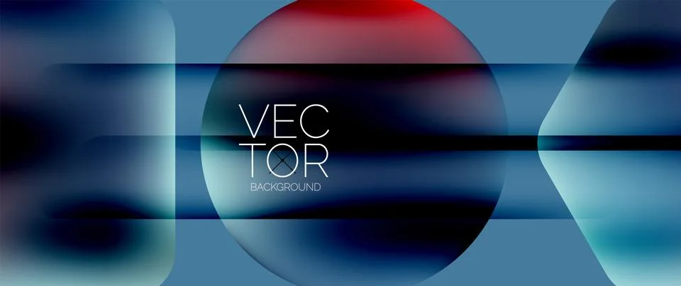 Dynamic bright colorful geometric elements with fluid gradients, lights, shadows Stock-Illustration