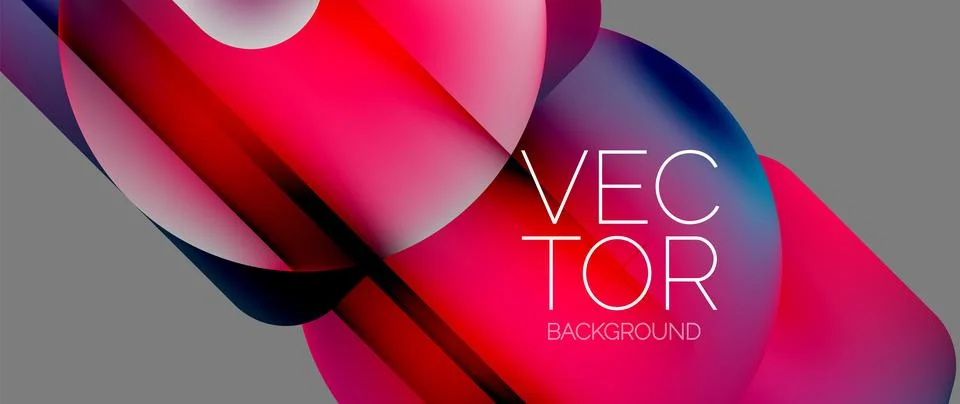 Dynamic bright colorful geometric elements with fluid gradients, lights, shadows Stock-Illustration