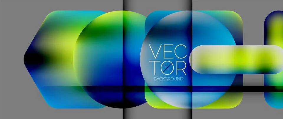 Dynamic bright colorful geometric elements with fluid gradients, lights, shadows イラスト素材