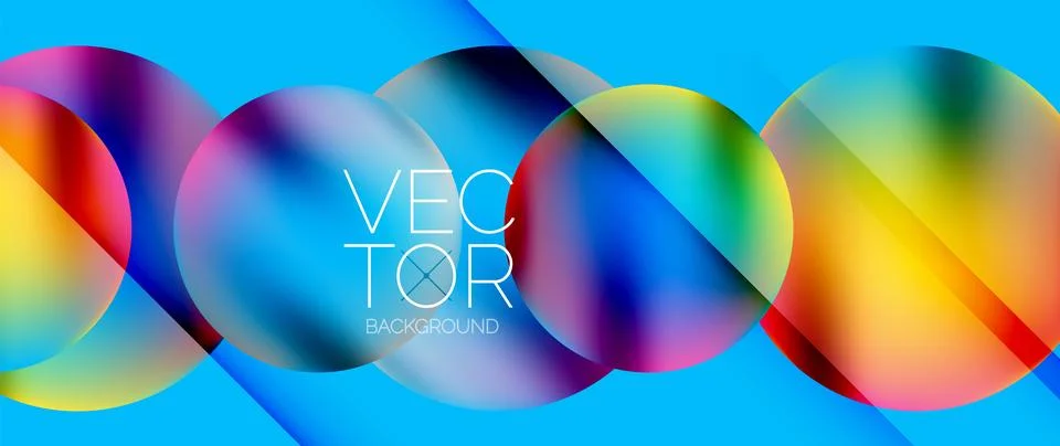 Dynamic bright colorful geometric elements with fluid gradients, lights, shadows Illustrazione stock