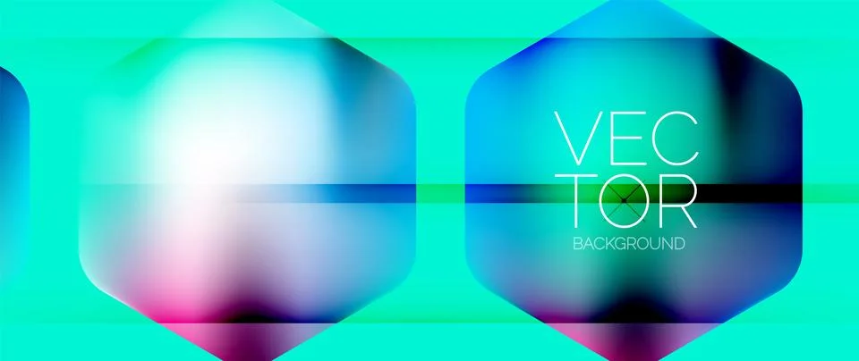 Dynamic bright colorful geometric elements with fluid gradients, lights, shadows Stock Illustration
