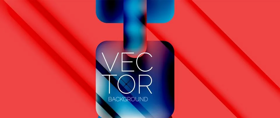 Dynamic bright colorful geometric elements with fluid gradients, lights, shadows Illustrazione stock
