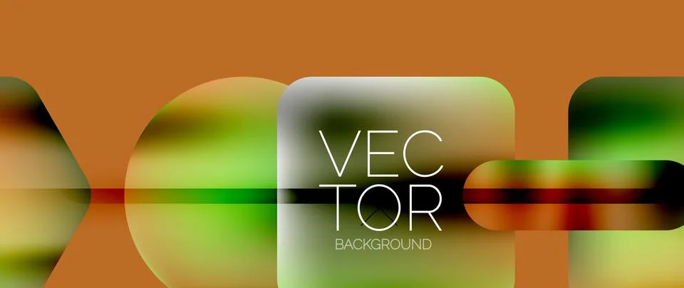 Dynamic bright colorful geometric elements with fluid gradients, lights, shadows Illustrazione stock