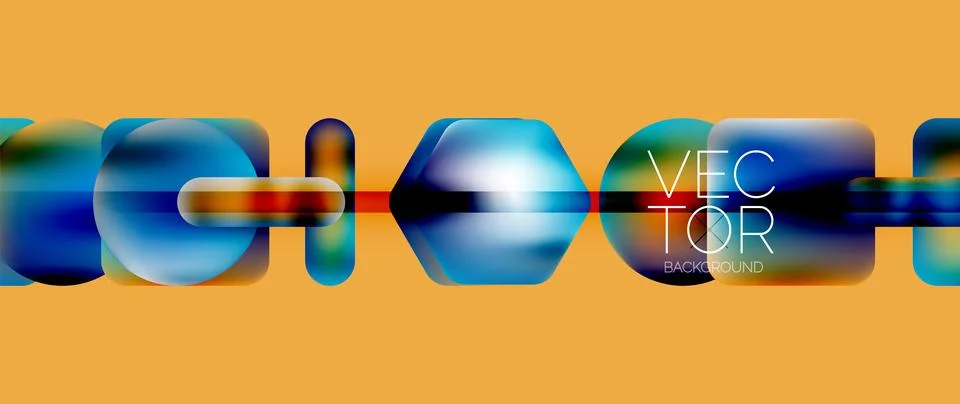 Dynamic bright colorful geometric elements with fluid gradients, lights, shadows Stock-Illustration