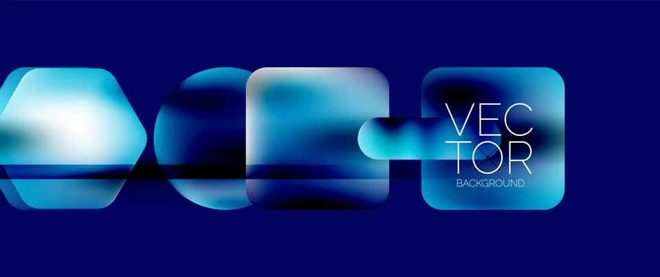 Dynamic bright colorful geometric elements with fluid gradients, lights, shadows Illustrazione stock