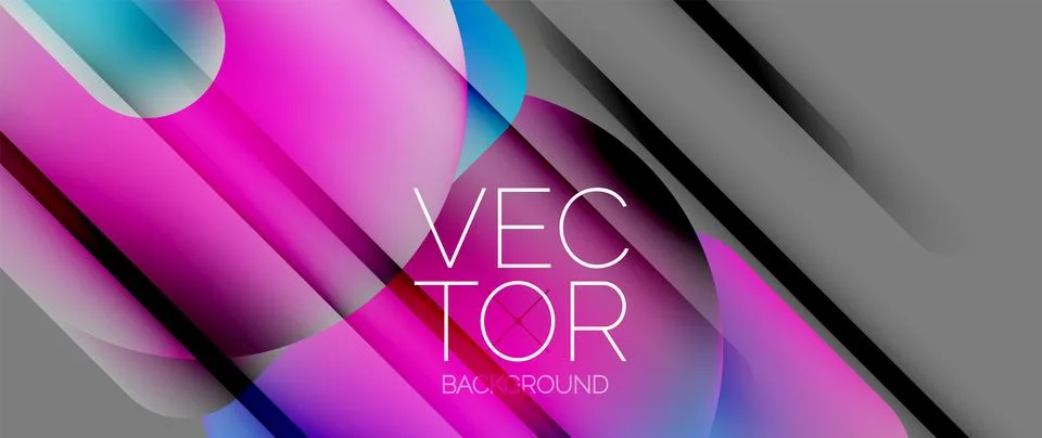 Dynamic bright colorful geometric elements with fluid gradients, lights, shadows イラスト素材