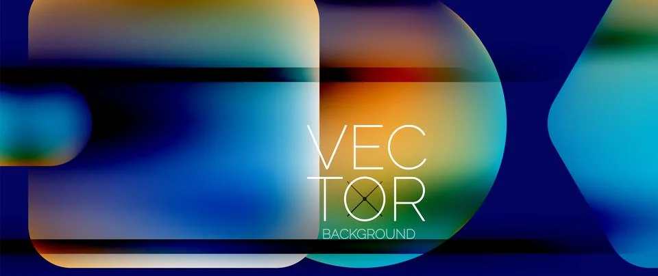 Dynamic bright colorful geometric elements with fluid gradients, lights, shadows Illustrazione stock