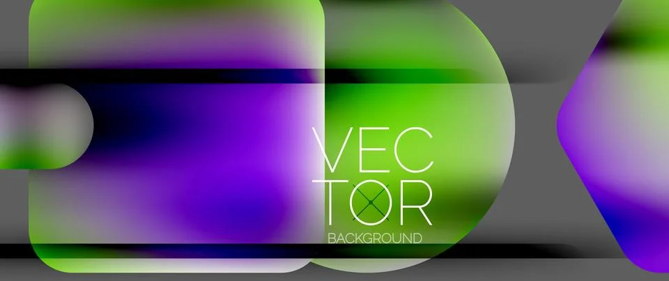 Dynamic bright colorful geometric elements with fluid gradients, lights, shadows Stock Illustration