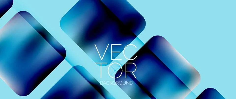 Dynamic bright colorful geometric elements with fluid gradients, lights, shadows Stock-Illustration