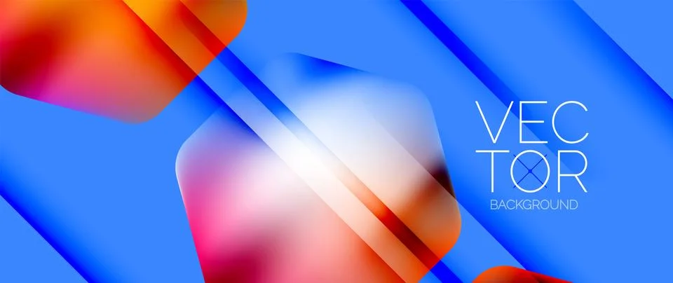 Dynamic bright colorful geometric elements with fluid gradients, lights, shadows 스톡 일러스트