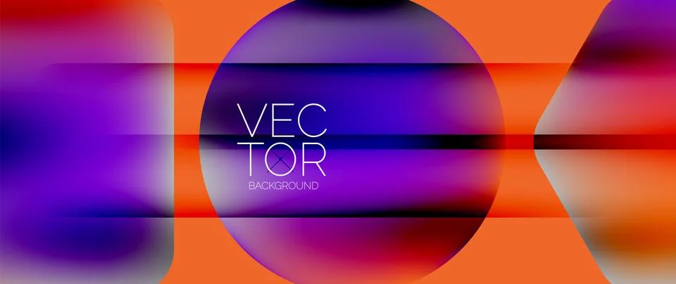 Dynamic bright colorful geometric elements with fluid gradients, lights, shadows Stock-Illustration