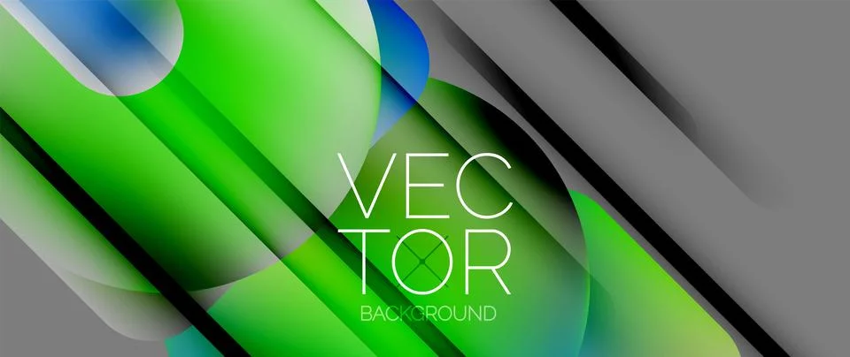 Dynamic bright colorful geometric elements with fluid gradients, lights, shadows Stockillustratie