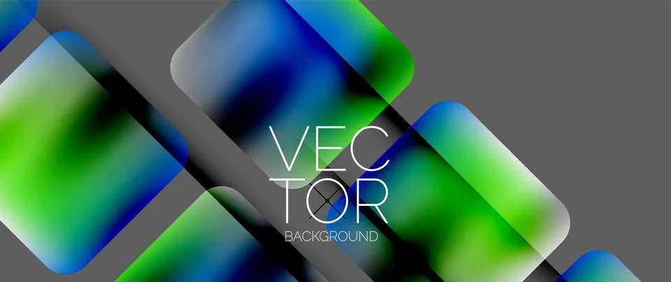 Dynamic bright colorful geometric elements with fluid gradients, lights, shadows Illustrazione stock