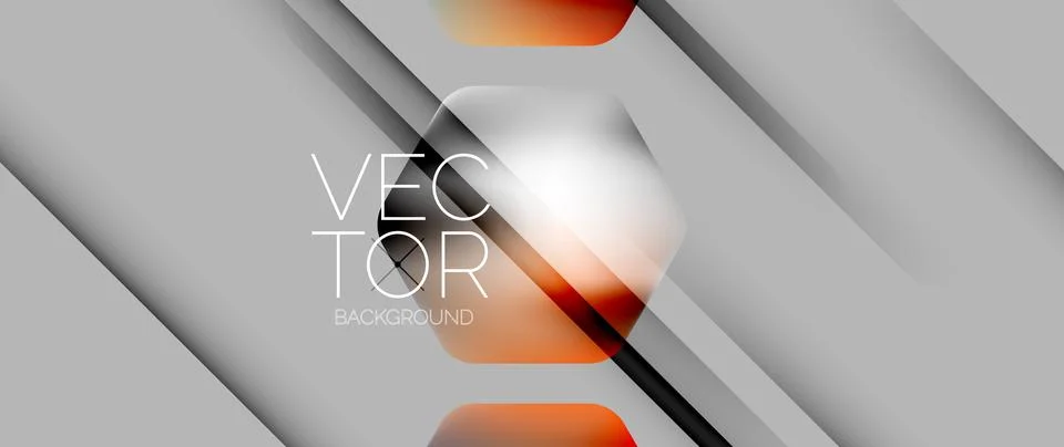 Dynamic bright colorful geometric elements with fluid gradients, lights, shadows Stock Illustration