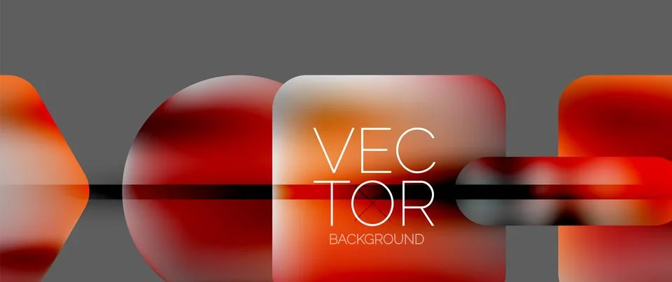 Dynamic bright colorful geometric elements with fluid gradients, lights, shadows Illustrazione stock