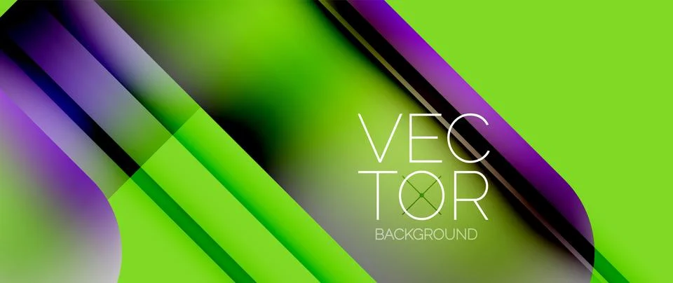 Dynamic bright colorful geometric elements with fluid gradients, lights, shadows Illustrazione stock