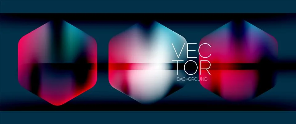 Dynamic bright colorful geometric elements with fluid gradients, lights, shadows Stock Illustration