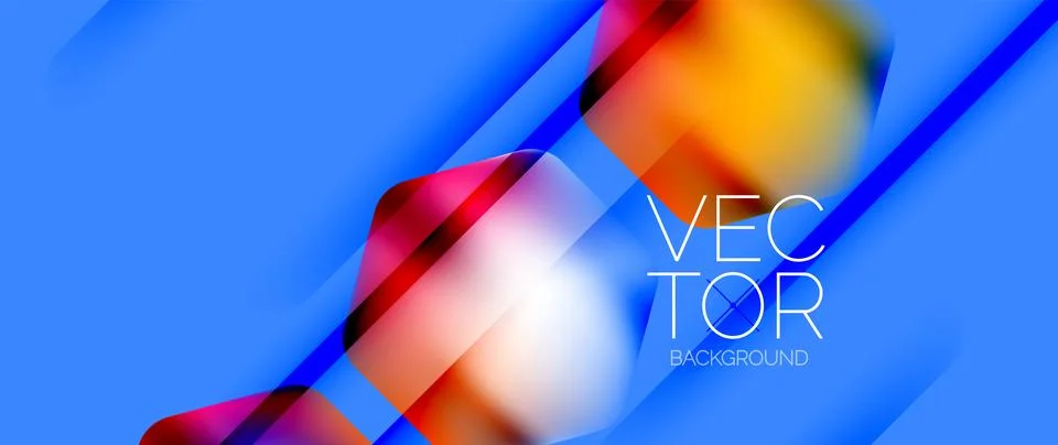 Dynamic bright colorful geometric elements with fluid gradients, lights, shadows Ilustração Stock