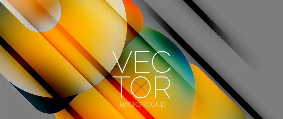 Dynamic bright colorful geometric elements with fluid gradients, lights, shadows イラスト素材