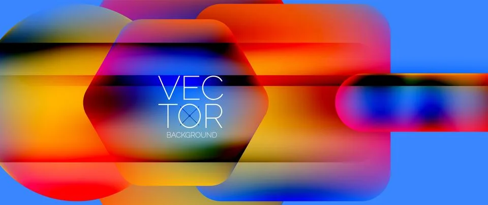 Dynamic bright colorful geometric elements with fluid gradients, lights, shadows Stock-Illustration