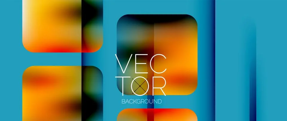 Dynamic bright colorful geometric elements with fluid gradients, lights, shadows Ilustração Stock