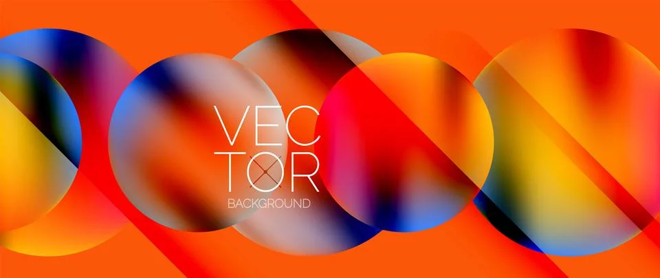 Dynamic bright colorful geometric elements with fluid gradients, lights, shadows 스톡 일러스트