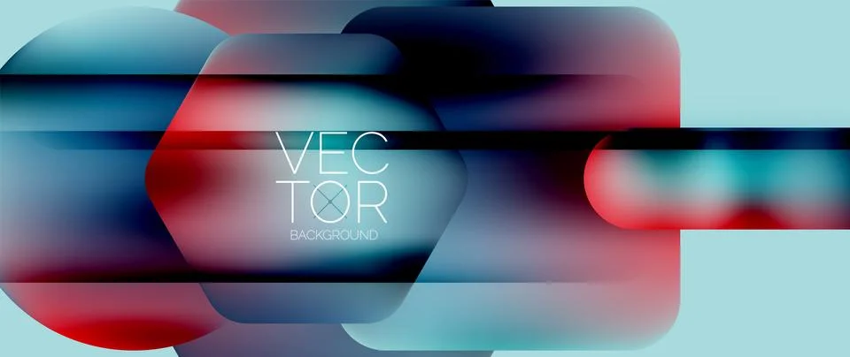 Dynamic bright colorful geometric elements with fluid gradients, lights, shadows Ilustración de archivo