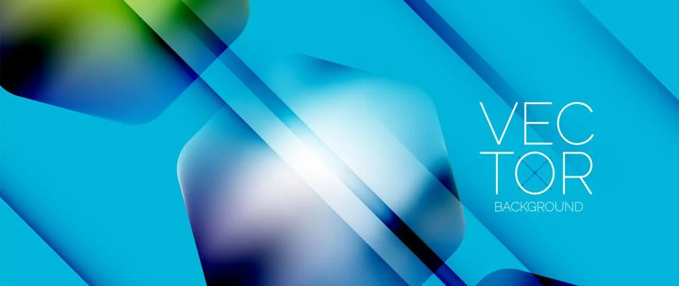 Dynamic bright colorful geometric elements with fluid gradients, lights, shadows Stock-Illustration