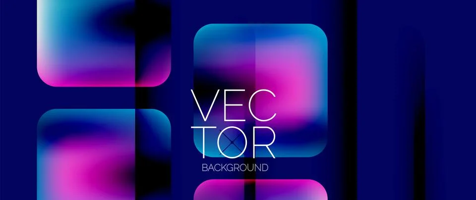 Dynamic bright colorful geometric elements with fluid gradients, lights, shadows Stockillustratie