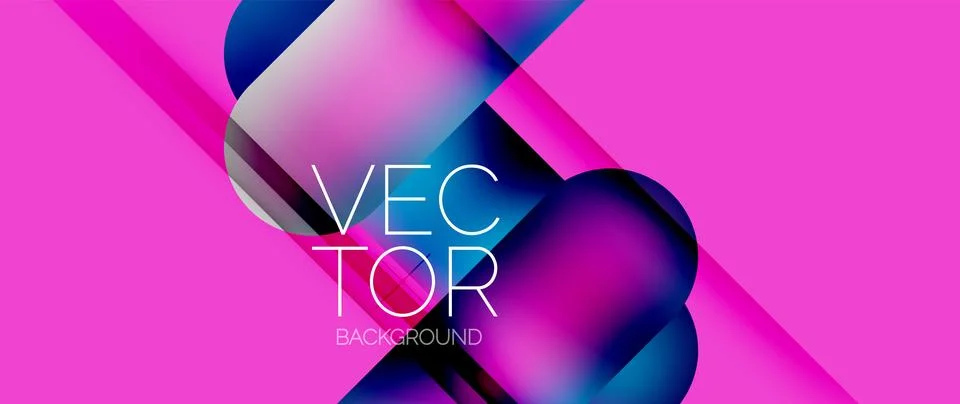 Dynamic bright colorful geometric elements with fluid gradients, lights, shadows Stock-Illustration