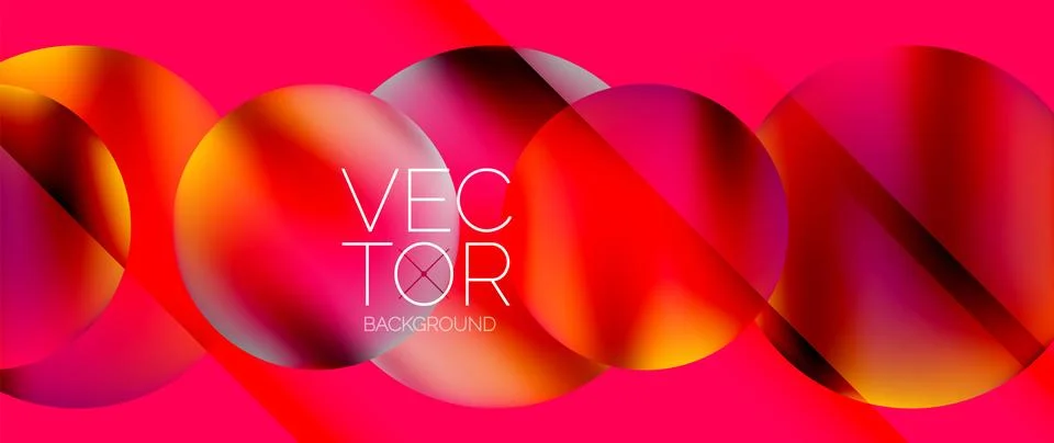 Dynamic bright colorful geometric elements with fluid gradients, lights, shadows Ilustración de archivo