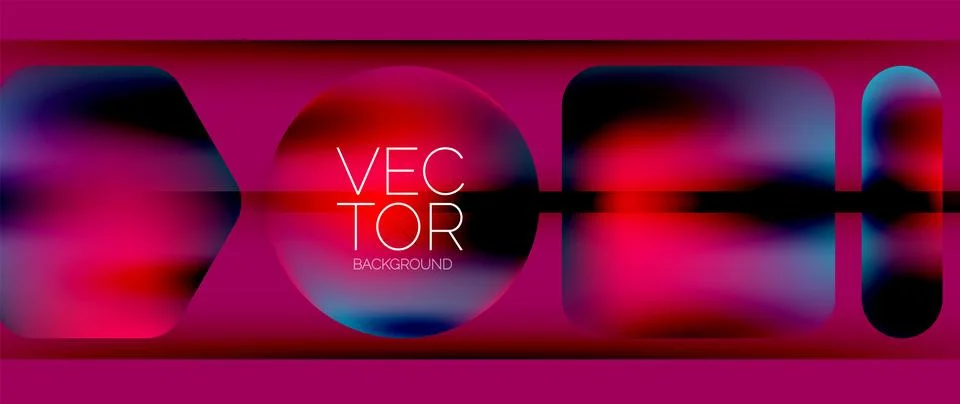 Dynamic bright colorful geometric elements with fluid gradients, lights, shadows Stock-Illustration