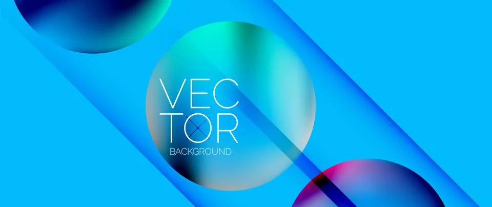 Dynamic bright colorful geometric elements with fluid gradients, lights, shadows Stock Illustration