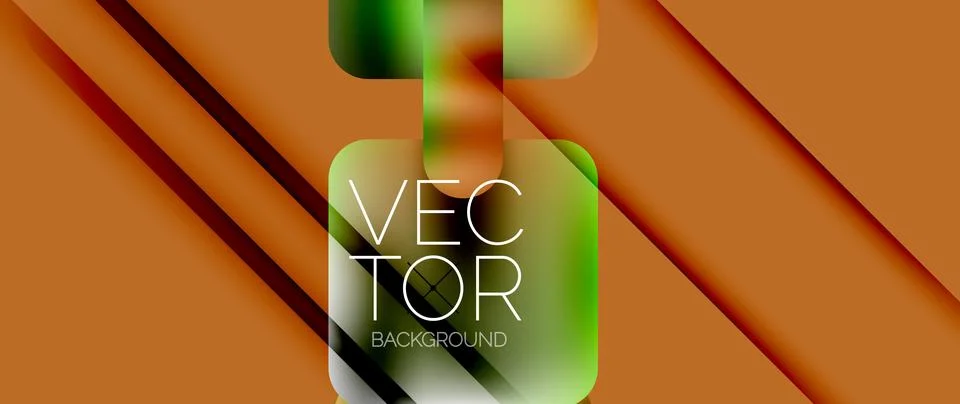 Dynamic bright colorful geometric elements with fluid gradients, lights, shadows Stock-Illustration