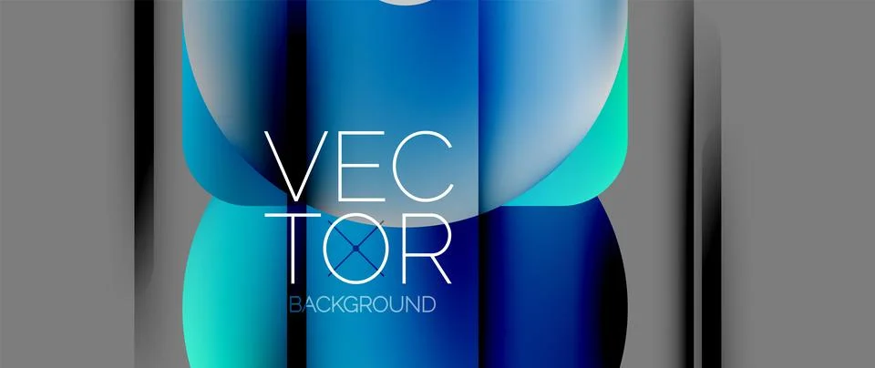 Dynamic bright colorful geometric elements with fluid gradients, lights, shadows Stock Illustration