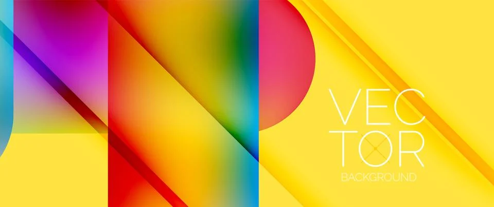 Dynamic bright colorful geometric elements with fluid gradients, lights, shadows イラスト素材