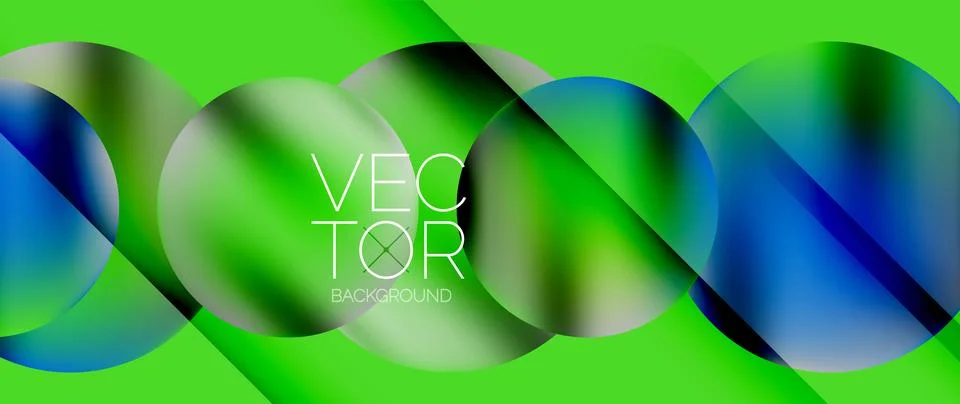 Dynamic bright colorful geometric elements with fluid gradients, lights, shadows Stock-Illustration