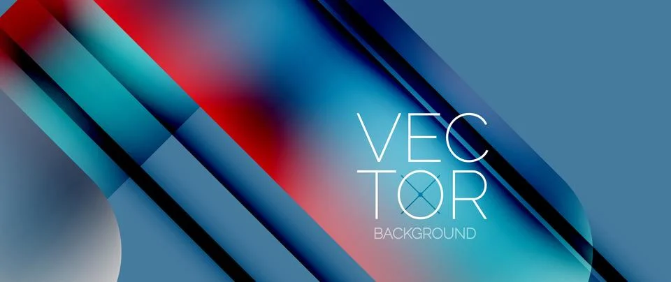 Dynamic bright colorful geometric elements with fluid gradients, lights, shadows 스톡 일러스트