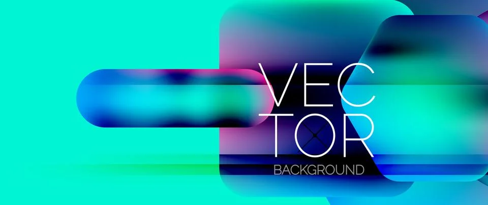Dynamic bright colorful geometric elements with fluid gradients, lights, shadows イラスト素材