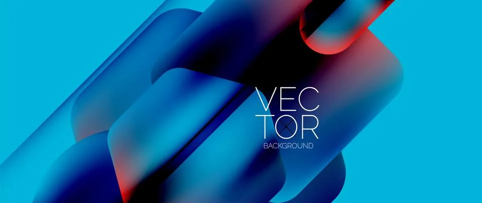 Dynamic bright colorful geometric elements with fluid gradients, lights, shadows Stock-Illustration