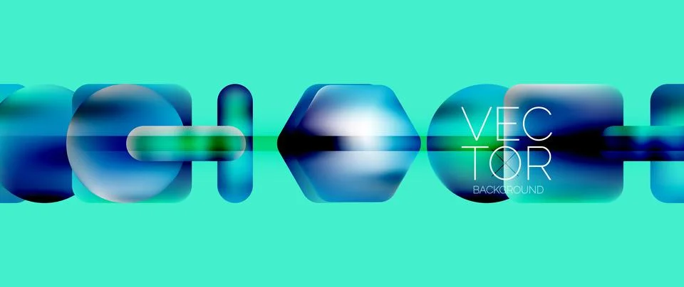 Dynamic bright colorful geometric elements with fluid gradients, lights, shadows Stock Illustration