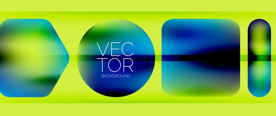 Dynamic bright colorful geometric elements with fluid gradients, lights, shadows Ilustración de archivo