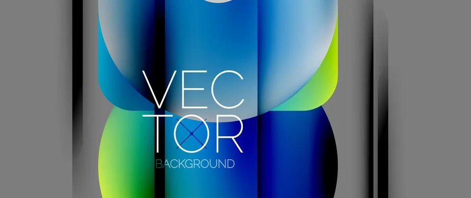 Dynamic bright colorful geometric elements with fluid gradients, lights, shadows Ilustración de archivo