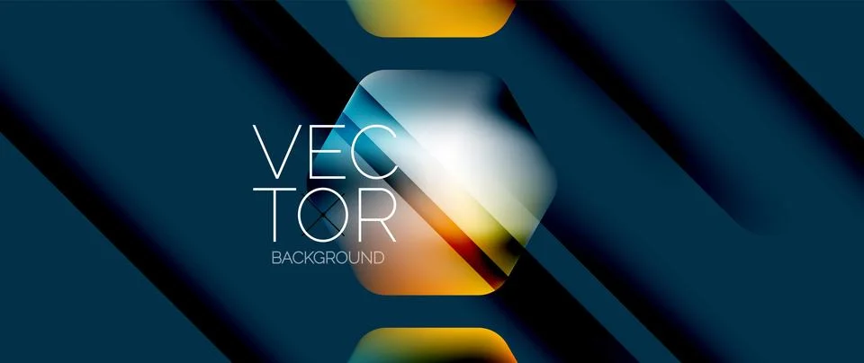 Dynamic bright colorful geometric elements with fluid gradients, lights, shadows Ilustración de archivo